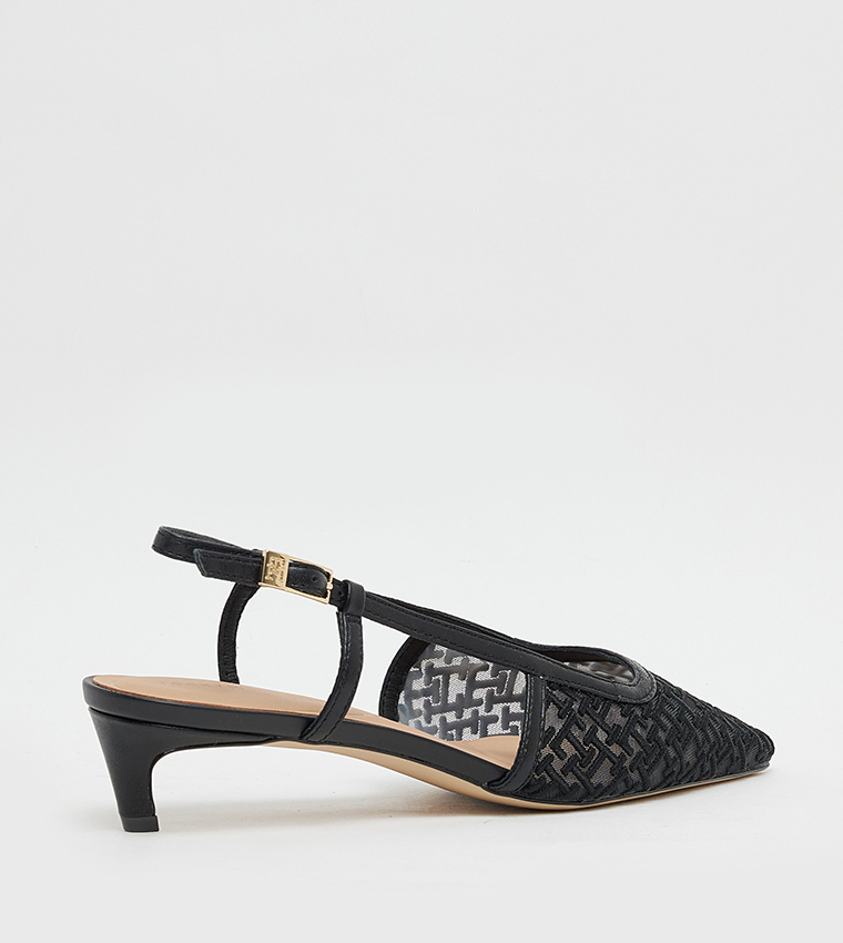 Embroidered Slingback Pumps