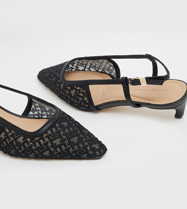 Embroidered Slingback Pumps