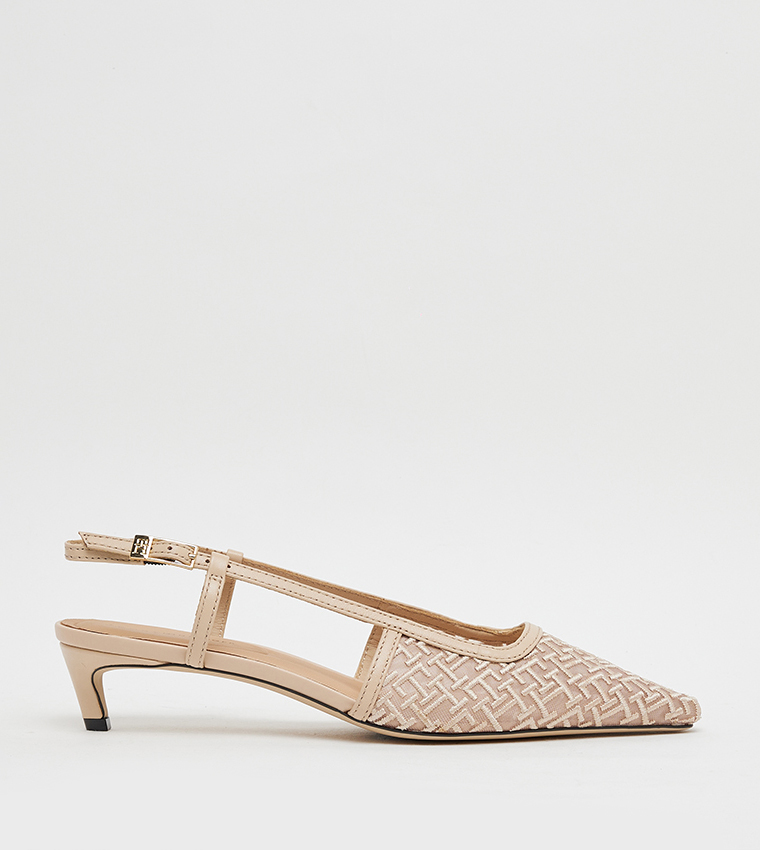 Embroidered Slingback Pumps