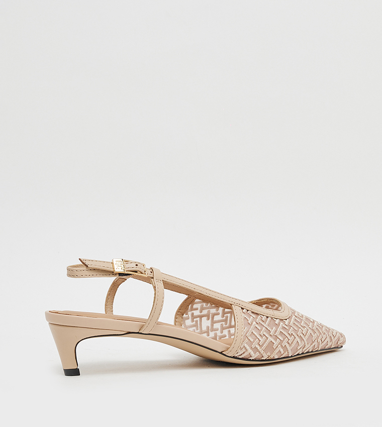 Embroidered Slingback Pumps
