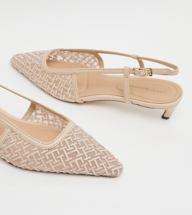 Embroidered Slingback Pumps