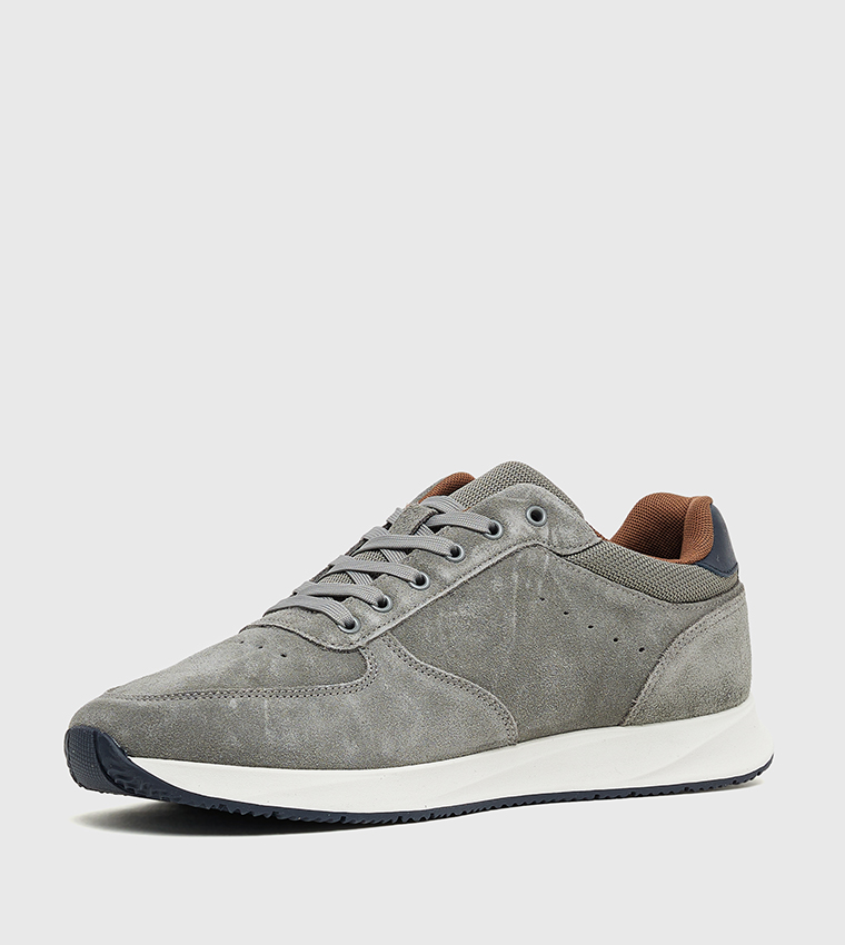 Textured Suede Low-Top Sneakers