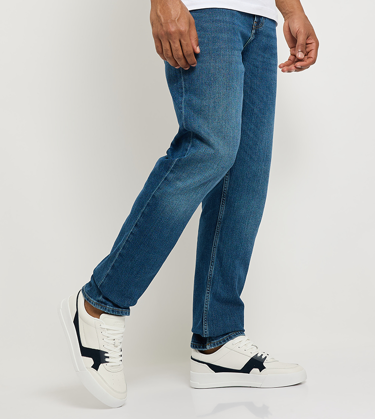 Leather Contrast Panel Court Shoes