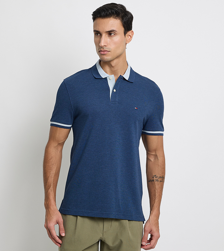 Contrast Tipping Short Sleeves Polo T-Shirt