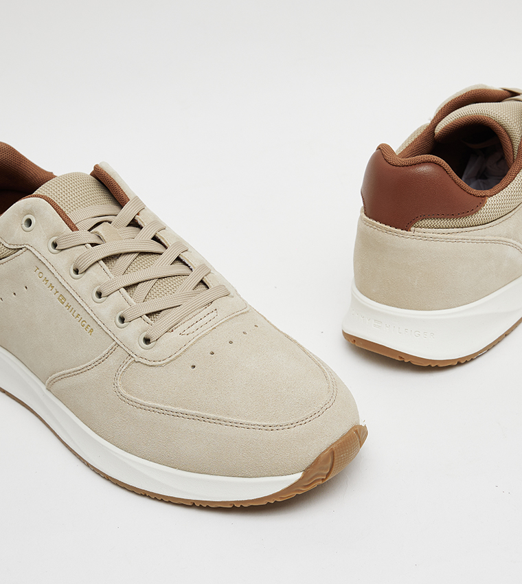 Textured Suede Low-Top Sneakers