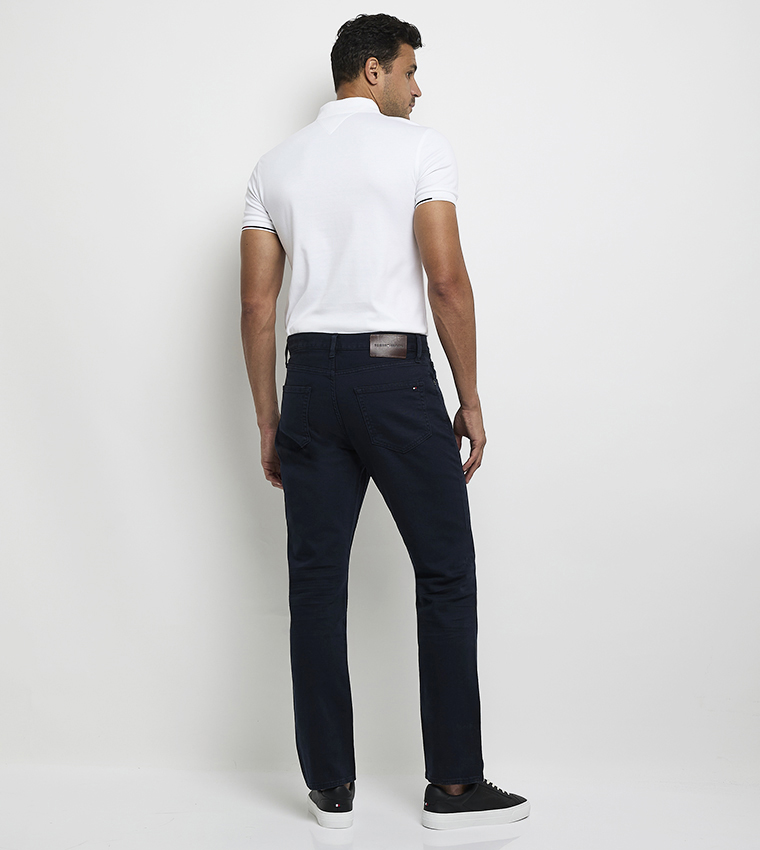 Solid Mid-Rise Regular Fit Jeans