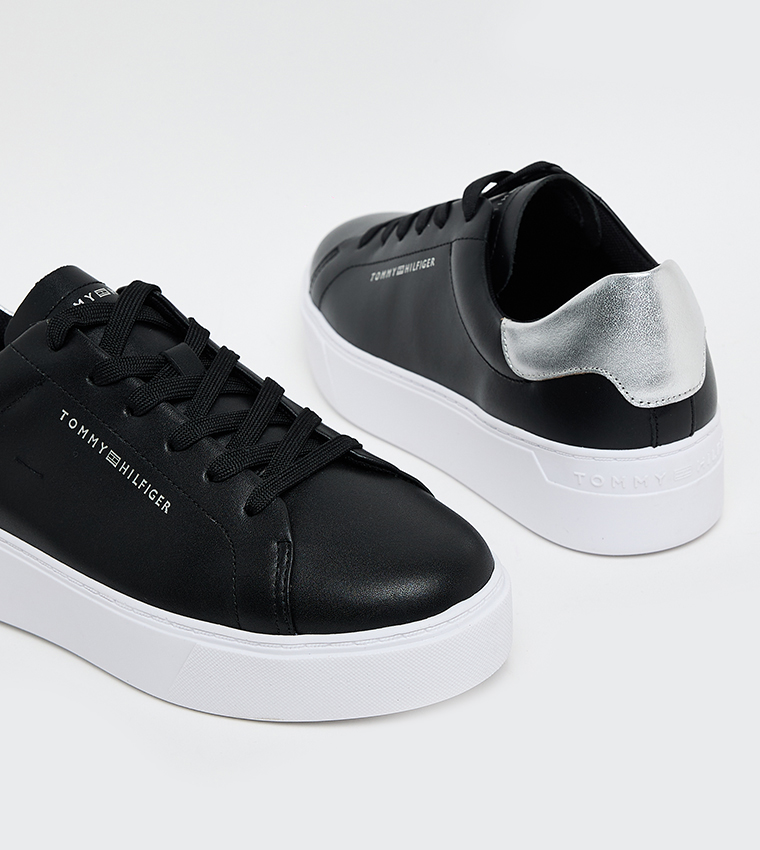 Logo Printed Lace Up Platform Sneakers