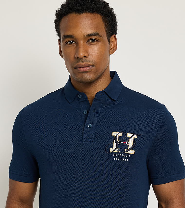 Monotype Detail Short Sleeves Polo T-Shirt
