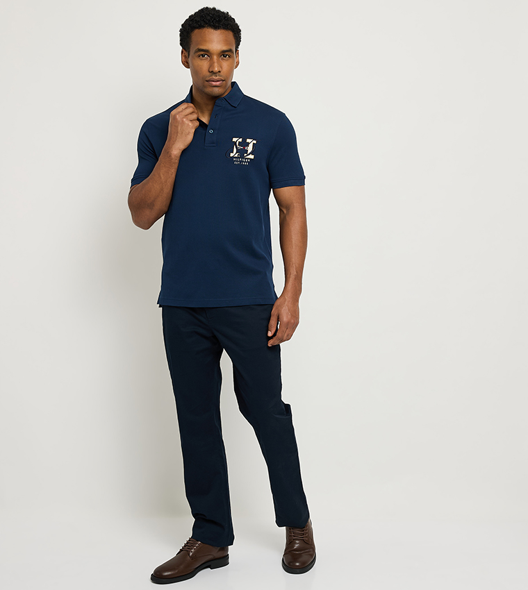 Monotype Detail Short Sleeves Polo T-Shirt