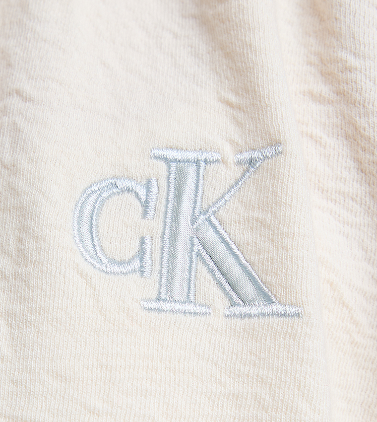 Logo Embroidered Crinkle Ceremonial Mini Dress