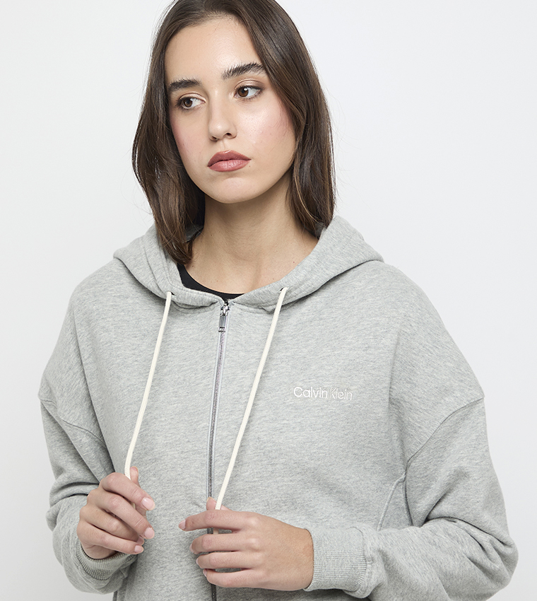 Logo Embroidered Full Zip Hooded Jacket