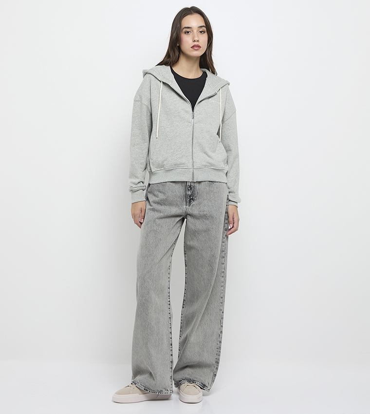 Logo Embroidered Full Zip Hooded Jacket