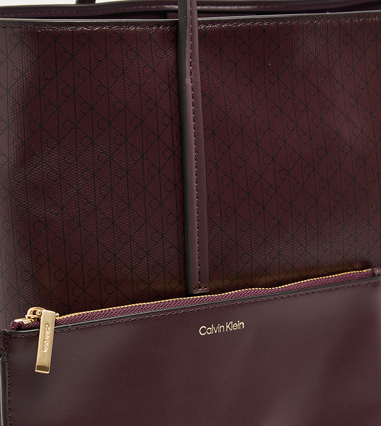 Monogram Patterned Tote Bag with Pouch