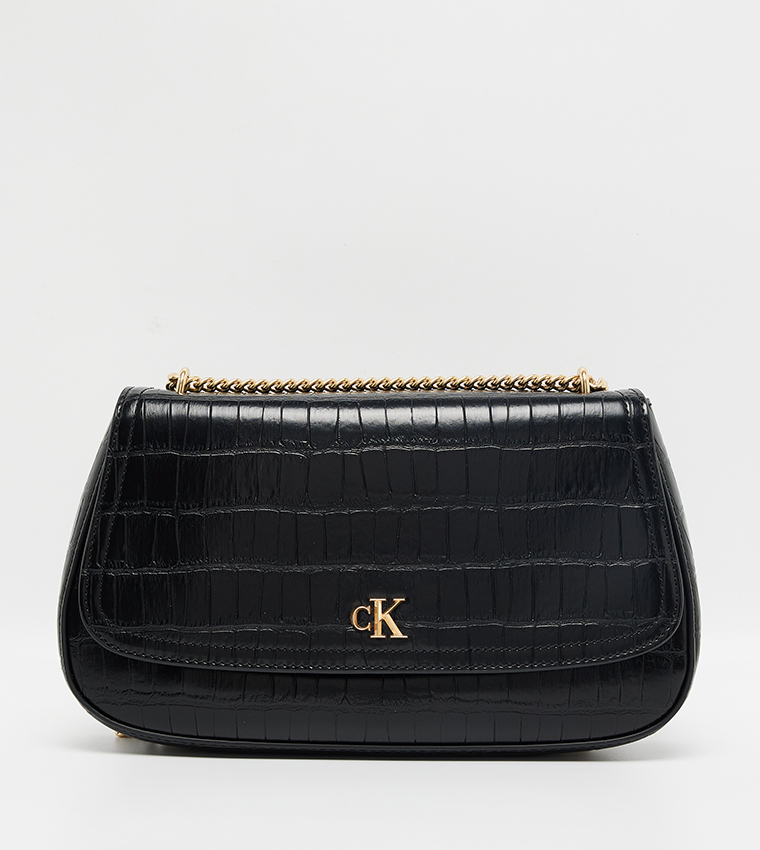 Croc Textured Convertible Crossbody Bag