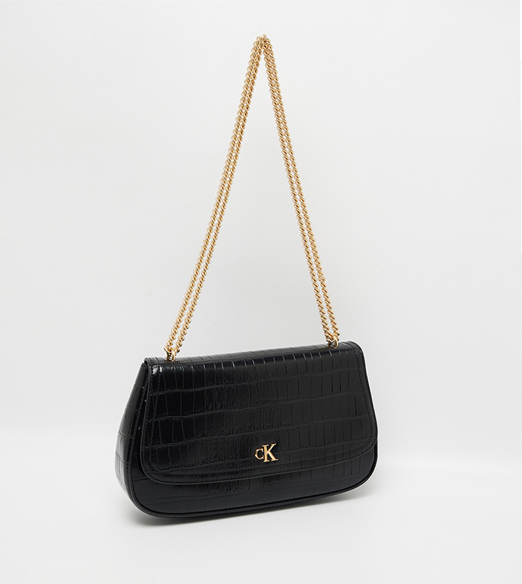 Croc Textured Convertible Crossbody Bag