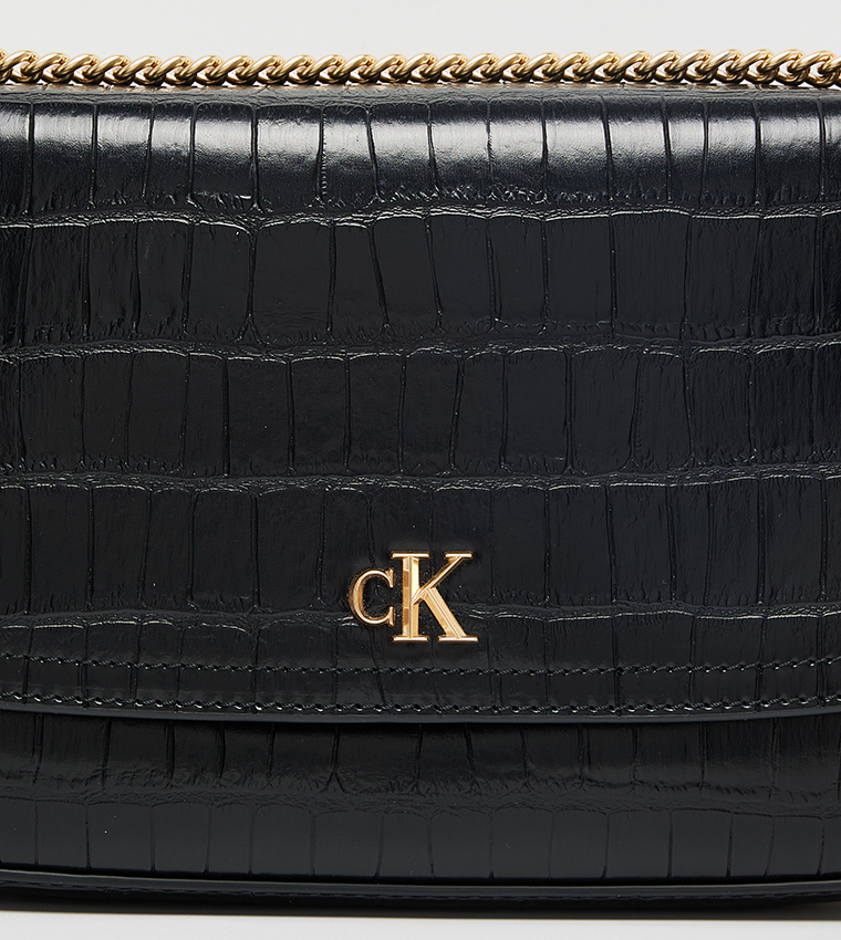 Croc Textured Convertible Crossbody Bag