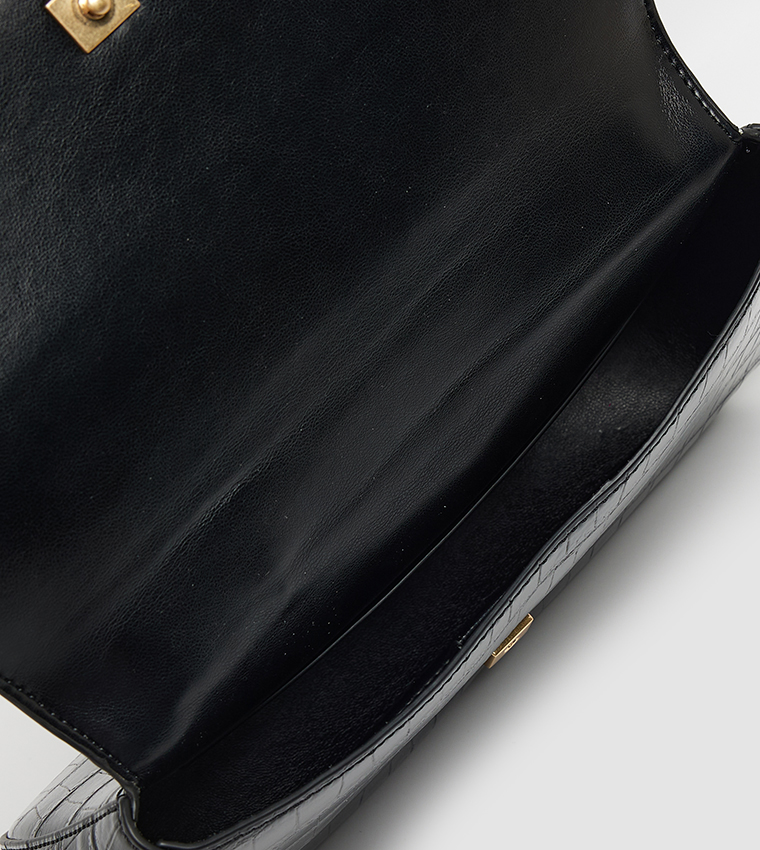 Croc Textured Convertible Crossbody Bag