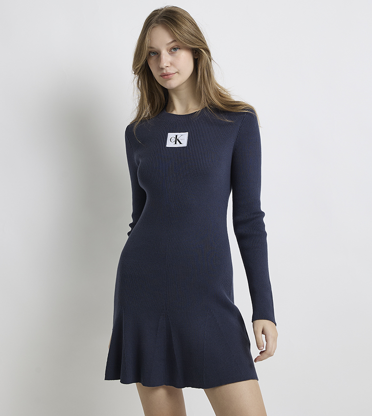 Logo Badge Long Sleeves Mini T-Shirt Dress