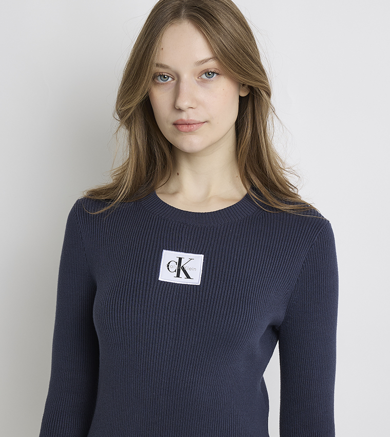 Logo Badge Long Sleeves Mini T-Shirt Dress