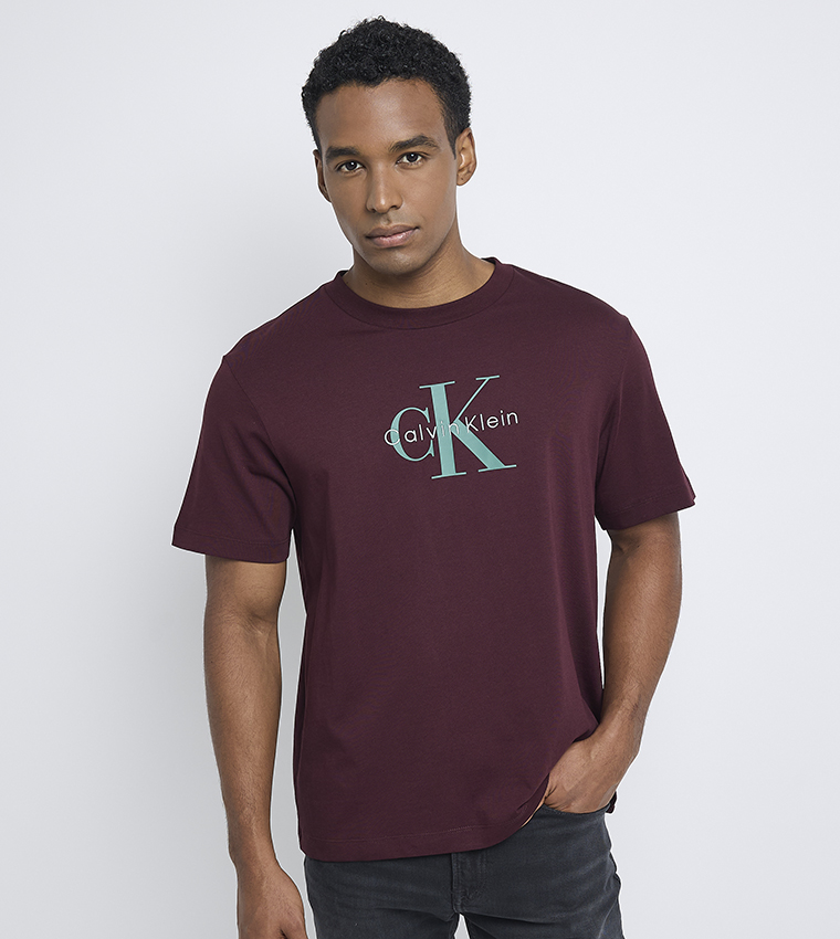 Buy Calvin Klein Jeans Logo Embroidered Crew Neck T Shirt In