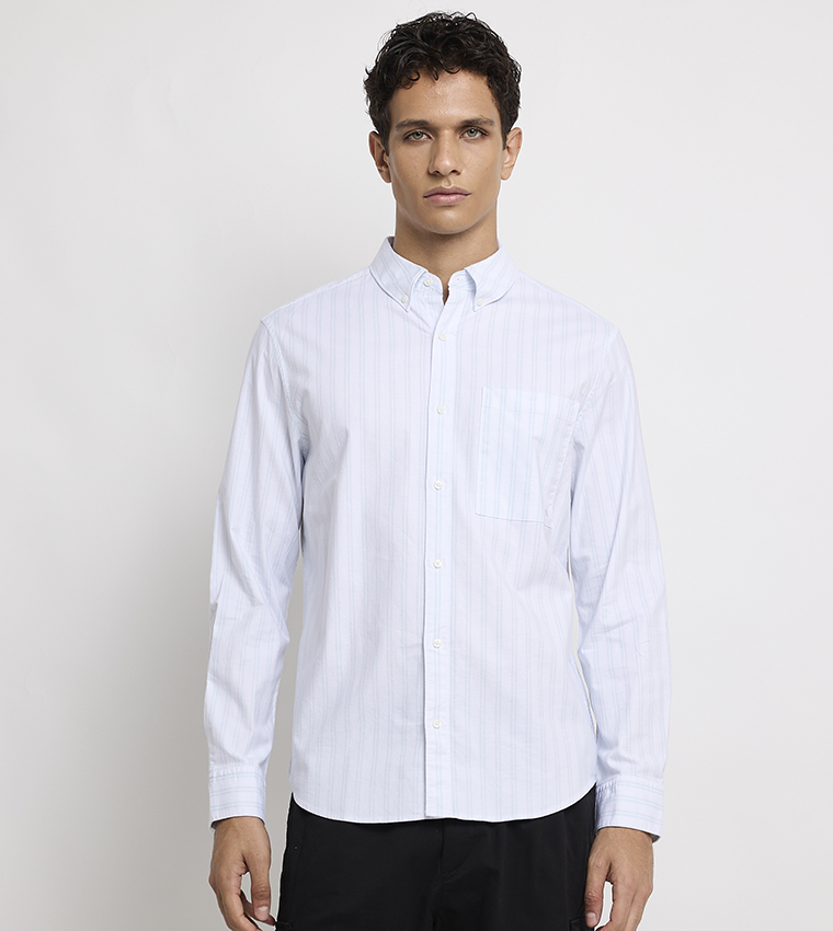 Striped Button-Down Collar Shirt