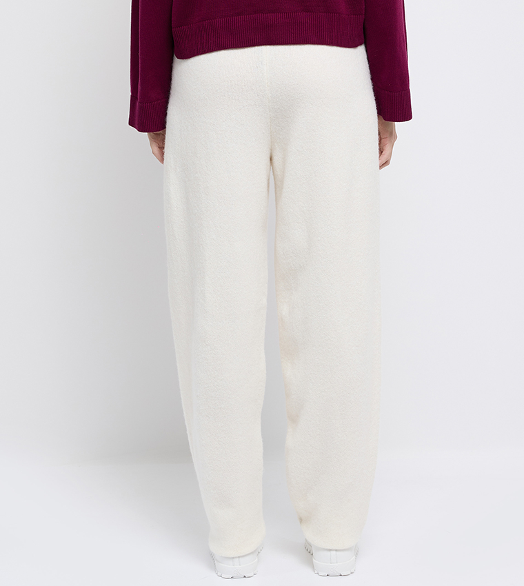 Solid Elastic Waist Plush Joggers