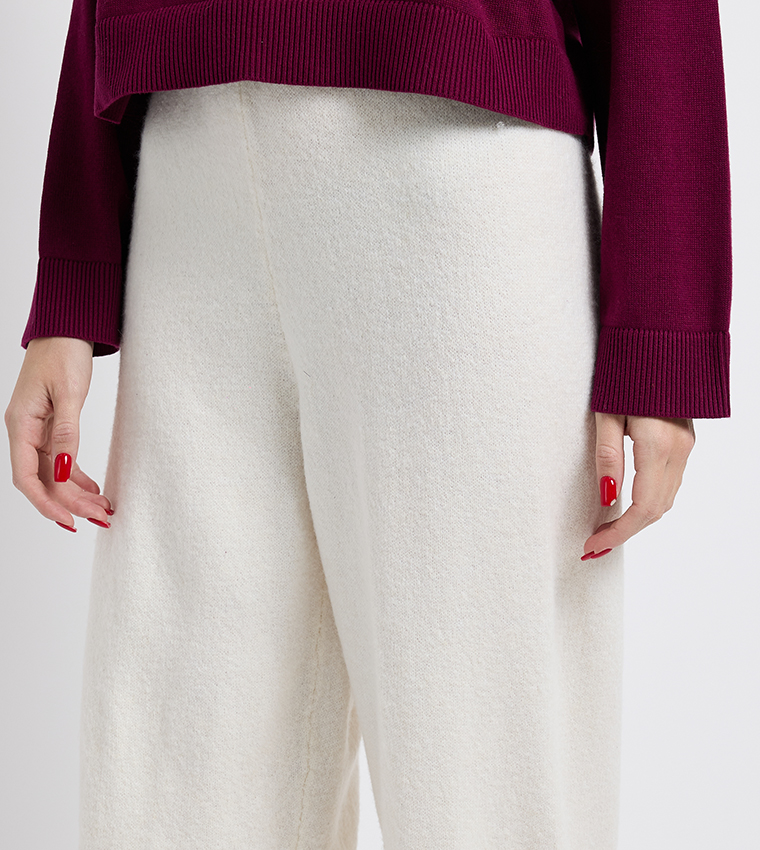 Solid Elastic Waist Plush Joggers