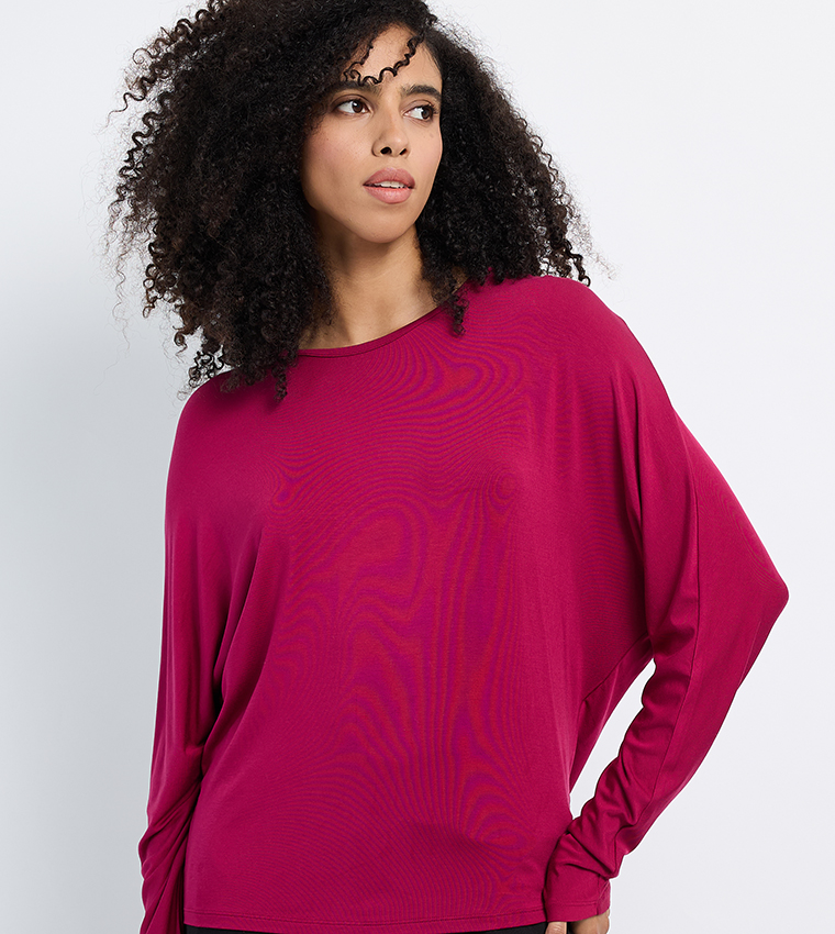 Solid Batwing Sleeves Modal Sleep Top
