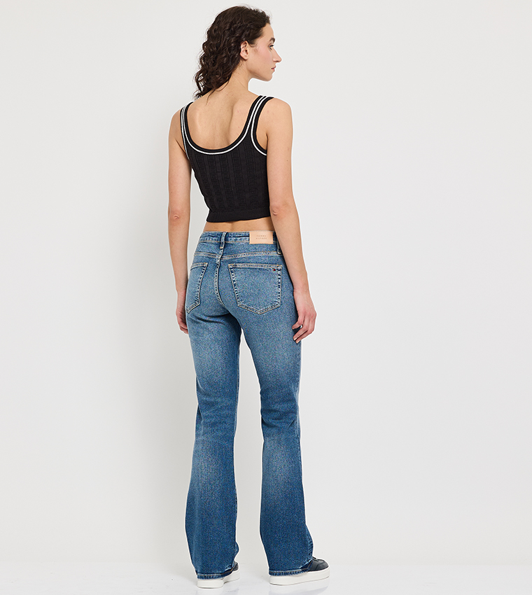 Flag Detail Sleeveless Knit Crop Top