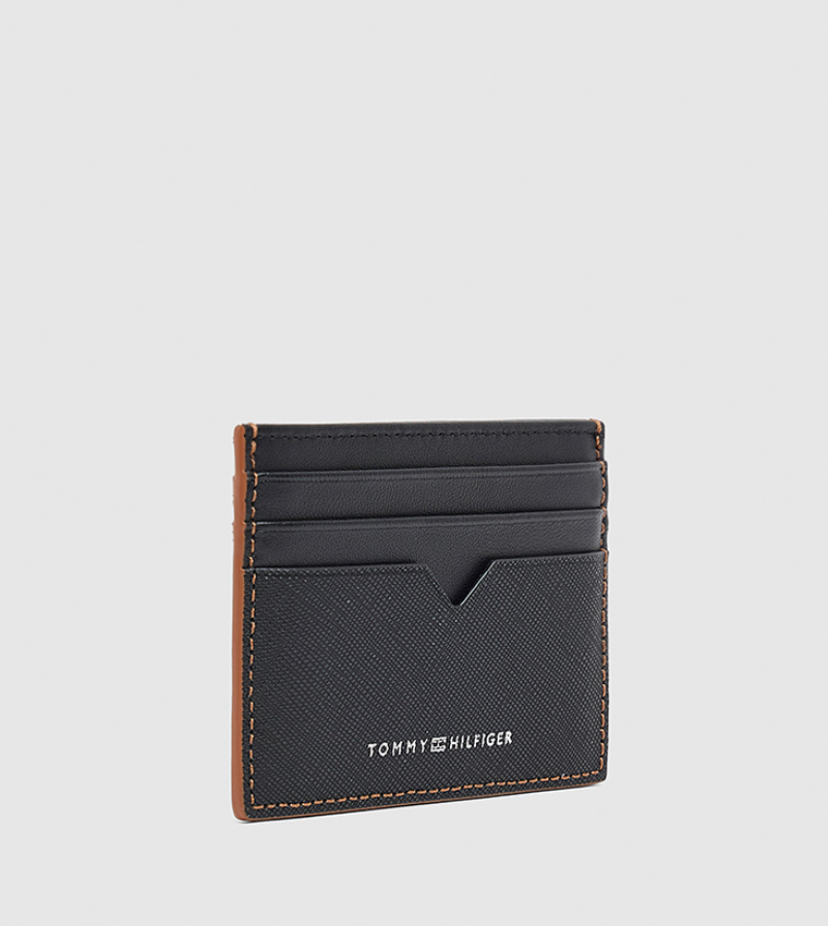 Logo Detail Textured Card Holder