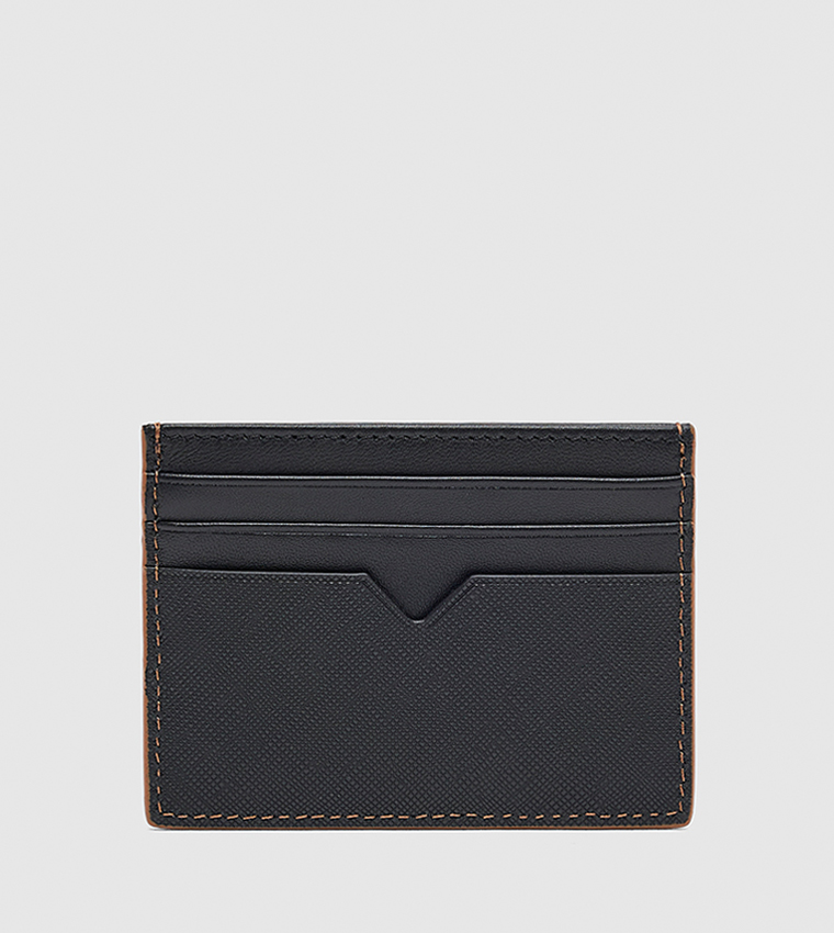 Logo Detail Textured Card Holder