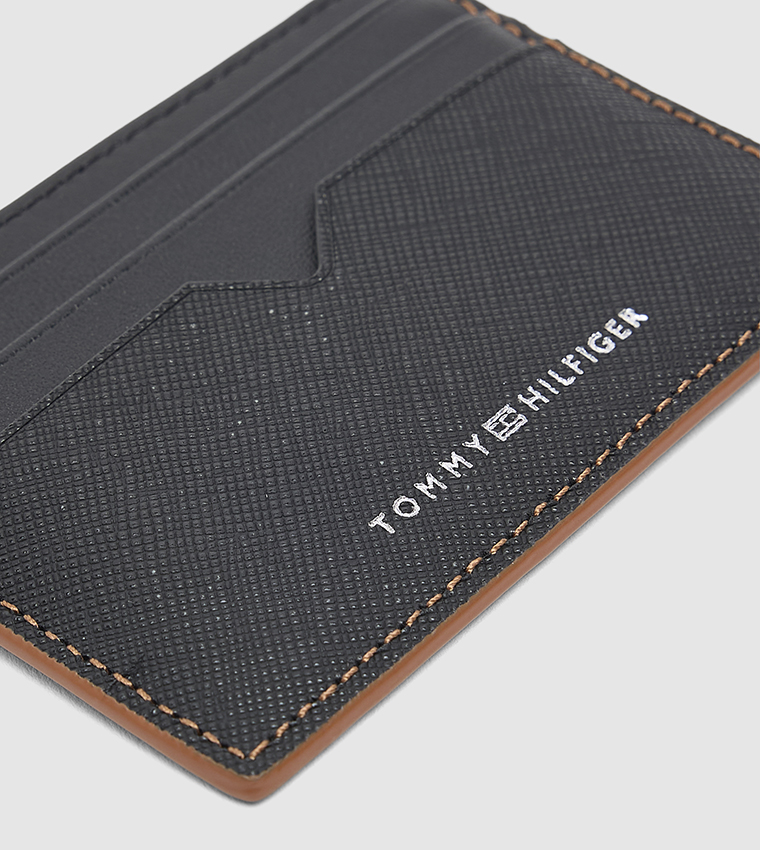Logo Detail Textured Card Holder