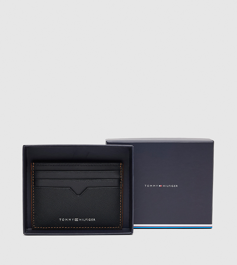 Logo Detail Textured Card Holder