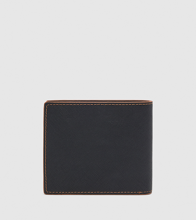 Logo Detail Textured Bi-Fold Wallet