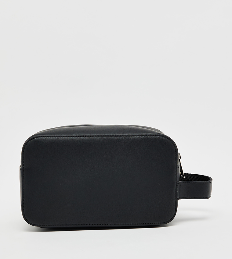 Logo Detail Textured Toiletry Bag