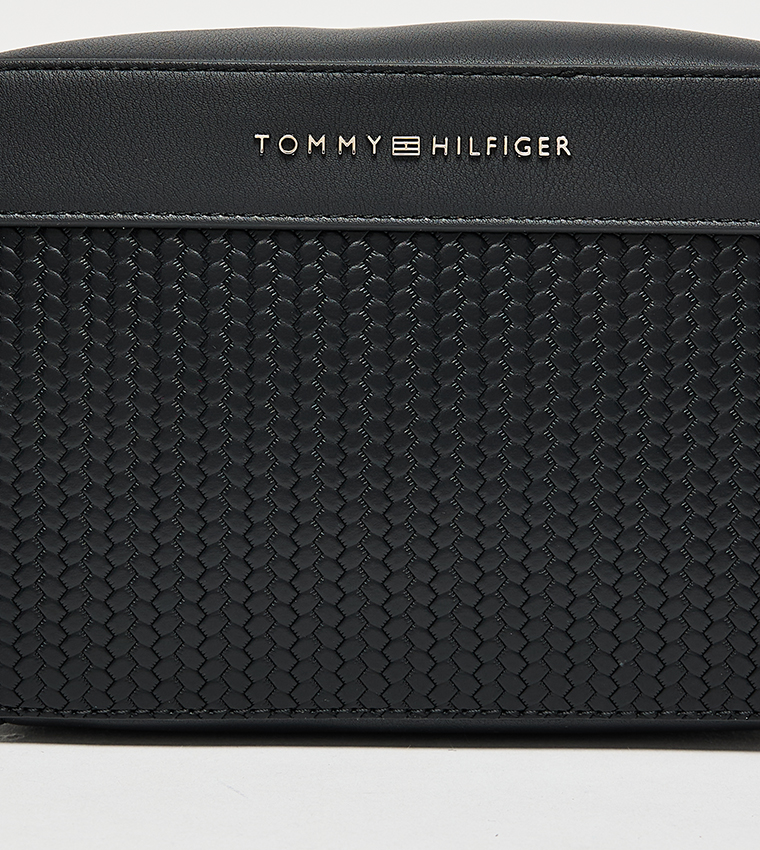 Logo Detail Textured Toiletry Bag