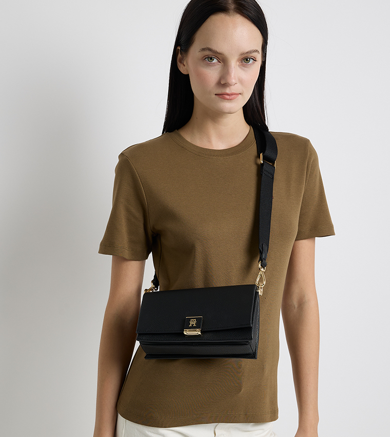 Logo Detail Flap Crossbody Bag