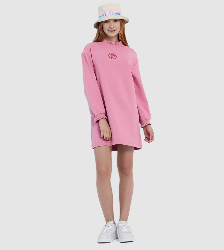 Logo Embroidered Crew Neck Sweat Dress