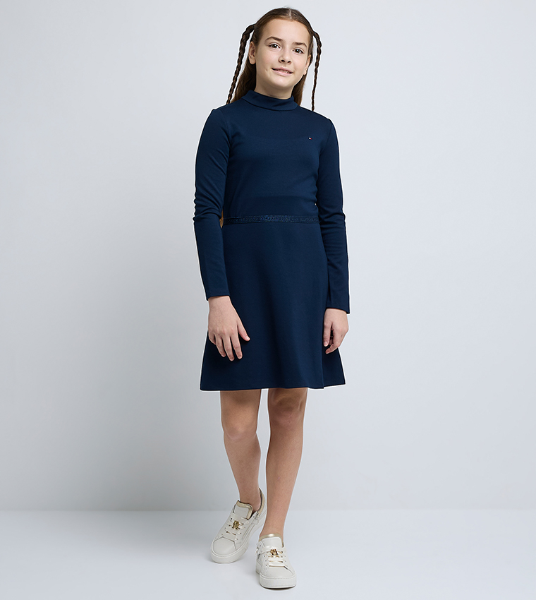 Logo Detail Long Sleeves Mini Dress