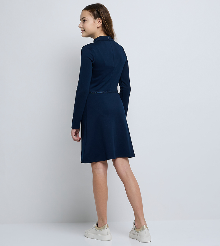 Logo Detail Long Sleeves Mini Dress
