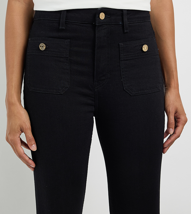 Solid High Rise Bootcut Jeans