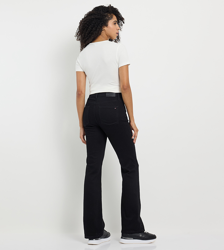 Solid High Rise Bootcut Jeans