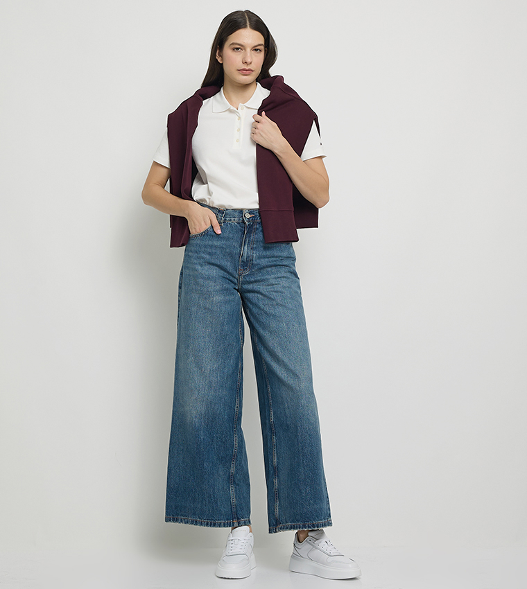Faded High Waist Wide Leg Jeans