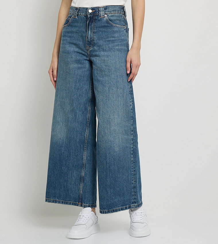 Faded High Waist Wide Leg Jeans