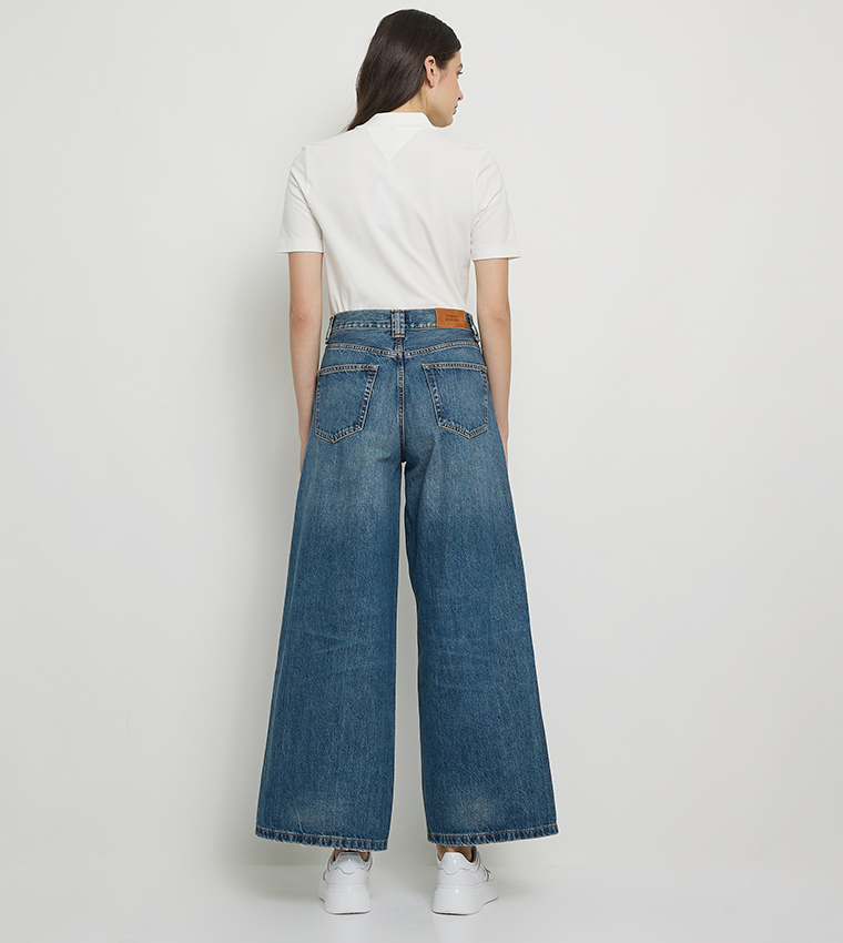 Faded High Waist Wide Leg Jeans
