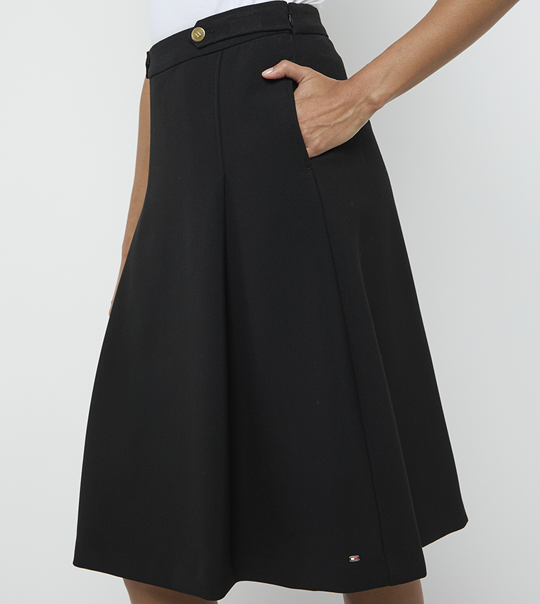 PUNTO Button Detail Pleated Midi Skirt
