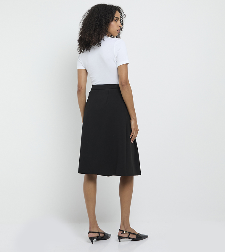 PUNTO Button Detail Pleated Midi Skirt