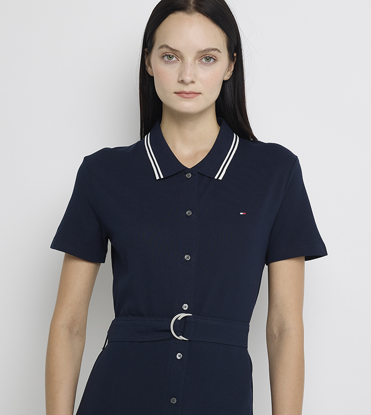 knee length dresses for ladies Tommy Hilfiger Women's IM AF Cotton Midi Fit & Flare Polo Dress main image 1