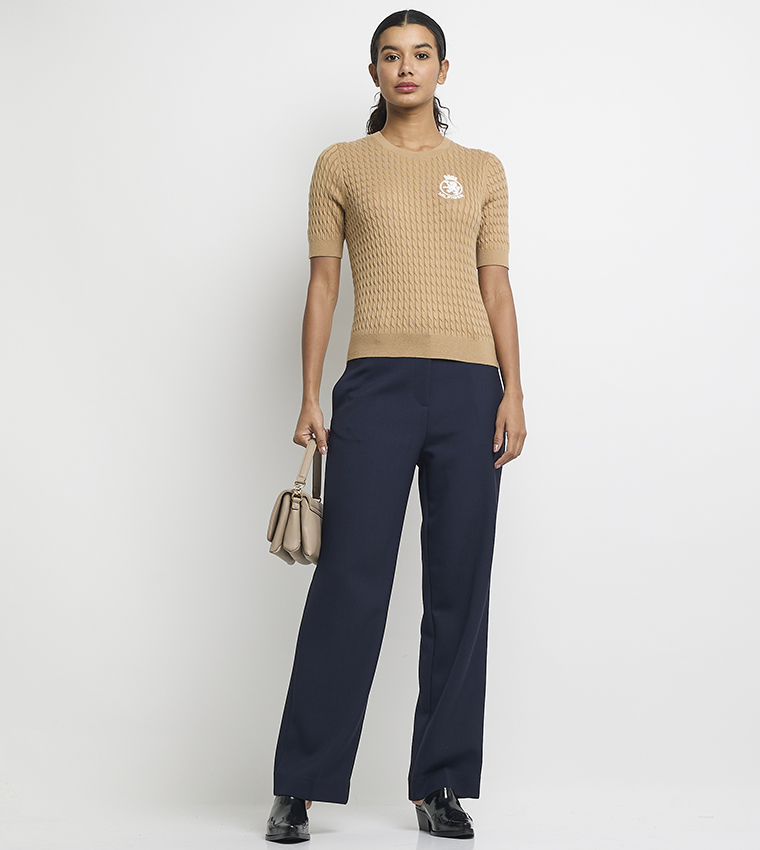 Cable Knit Short Sleeves Sweater