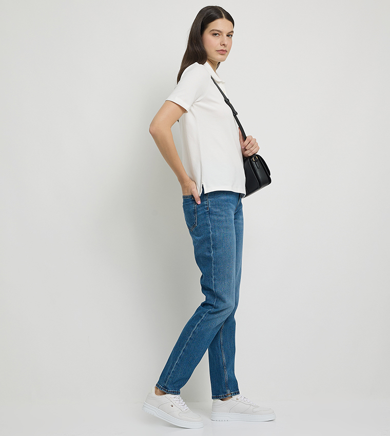 Washed High Waist Slim Fit Jeans